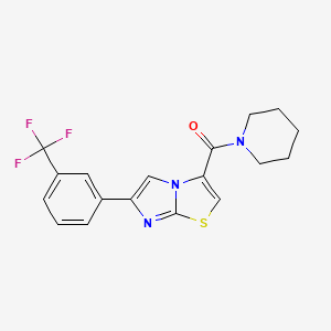 molecular formula C18H16F3N3OS B5051691 3-(1-piperidinylcarbonyl)-6-[3-(trifluoromethyl)phenyl]imidazo[2,1-b][1,3]thiazole 