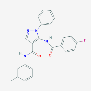 molecular formula C24H19FN4O2 B505173 5-[(4-fluorobenzoyl)amino]-N-(3-methylphenyl)-1-phenyl-1H-pyrazole-4-carboxamide 