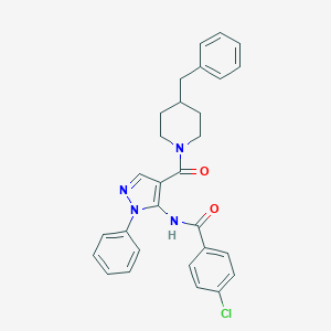 N-[4-(4-BENZYLPIPERIDINE-1-CARBONYL)-1-PHENYL-1H-PYRAZOL-5-YL]-4-CHLOROBENZAMIDE