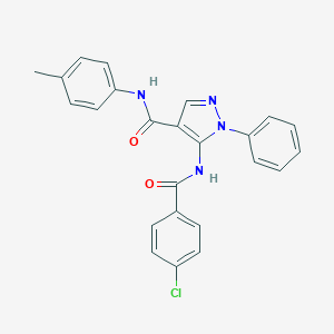 molecular formula C24H19ClN4O2 B505175 5-[(4-chlorobenzoyl)amino]-N-(4-methylphenyl)-1-phenyl-1H-pyrazole-4-carboxamide 