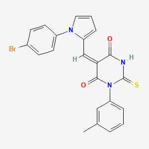 molecular formula C22H16BrN3O2S B5051753 5-{[1-(4-bromophenyl)-1H-pyrrol-2-yl]methylene}-1-(3-methylphenyl)-2-thioxodihydro-4,6(1H,5H)-pyrimidinedione 
