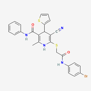 molecular formula C26H21BrN4O2S2 B5051754 6-({2-[(4-bromophenyl)amino]-2-oxoethyl}thio)-5-cyano-2-methyl-N-phenyl-4-(2-thienyl)-1,4-dihydro-3-pyridinecarboxamide 
