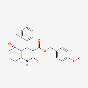 molecular formula C26H27NO4 B5051781 4-methoxybenzyl 2-methyl-4-(2-methylphenyl)-5-oxo-1,4,5,6,7,8-hexahydro-3-quinolinecarboxylate 