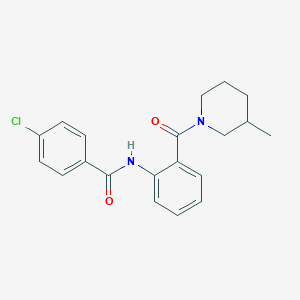 molecular formula C20H21ClN2O2 B505179 4-chloro-N-{2-[(3-methylpiperidin-1-yl)carbonyl]phenyl}benzamide 