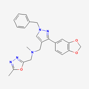 molecular formula C23H23N5O3 B5051800 1-[3-(1,3-benzodioxol-5-yl)-1-benzyl-1H-pyrazol-4-yl]-N-methyl-N-[(5-methyl-1,3,4-oxadiazol-2-yl)methyl]methanamine 