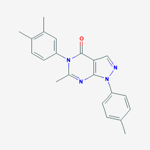 molecular formula C21H20N4O B505182 5-(3,4-dimethylphenyl)-6-methyl-1-(4-methylphenyl)-1,5-dihydro-4H-pyrazolo[3,4-d]pyrimidin-4-one 