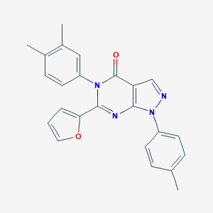 molecular formula C24H20N4O2 B505183 5-(3,4-dimethylphenyl)-6-(2-furyl)-1-(4-methylphenyl)-1,5-dihydro-4H-pyrazolo[3,4-d]pyrimidin-4-one 