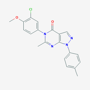 molecular formula C20H17ClN4O2 B505186 5-(3-chloro-4-methoxyphenyl)-6-methyl-1-(4-methylphenyl)-1,5-dihydro-4H-pyrazolo[3,4-d]pyrimidin-4-one 