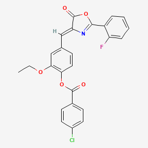 molecular formula C25H17ClFNO5 B5051860 2-ethoxy-4-{[2-(2-fluorophenyl)-5-oxo-1,3-oxazol-4(5H)-ylidene]methyl}phenyl 4-chlorobenzoate 