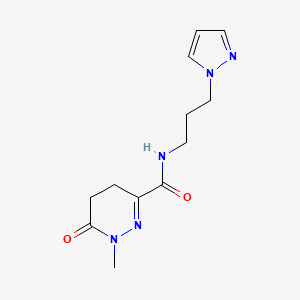 molecular formula C12H17N5O2 B5051897 1-methyl-6-oxo-N-[3-(1H-pyrazol-1-yl)propyl]-1,4,5,6-tetrahydro-3-pyridazinecarboxamide 