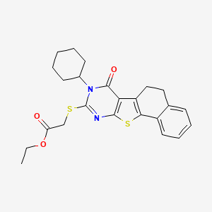 molecular formula C24H26N2O3S2 B5051925 ethyl [(8-cyclohexyl-7-oxo-5,6,7,8-tetrahydronaphtho[2',1':4,5]thieno[2,3-d]pyrimidin-9-yl)thio]acetate 