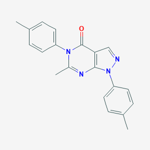 molecular formula C20H18N4O B505193 6-methyl-1,5-bis(4-methylphenyl)-1,5-dihydro-4H-pyrazolo[3,4-d]pyrimidin-4-one 