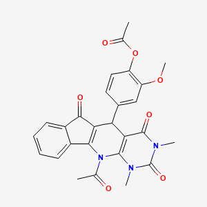 4-(11-acetyl-1,3-dimethyl-2,4,6-trioxo-2,3,4,5,6,11-hexahydro-1H-indeno[2',1':5,6]pyrido[2,3-d]pyrimidin-5-yl)-2-methoxyphenyl acetate