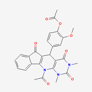 molecular formula C27H23N3O7 B5051947 4-(11-acetyl-1,3-dimethyl-2,4,6-trioxo-2,3,4,5,6,11-hexahydro-1H-indeno[2',1':5,6]pyrido[2,3-d]pyrimidin-5-yl)-2-methoxyphenyl acetate 