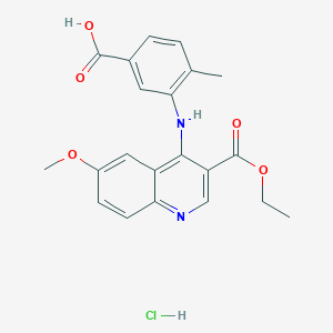 molecular formula C21H21ClN2O5 B5051956 3-{[3-(ethoxycarbonyl)-6-methoxy-4-quinolinyl]amino}-4-methylbenzoic acid hydrochloride 