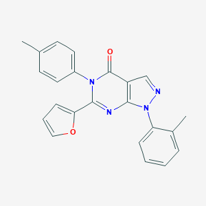 molecular formula C23H18N4O2 B505197 6-(2-furyl)-1-(2-methylphenyl)-5-(4-methylphenyl)-1,5-dihydro-4H-pyrazolo[3,4-d]pyrimidin-4-one 