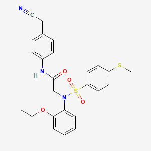 molecular formula C25H25N3O4S2 B5051970 N~1~-[4-(cyanomethyl)phenyl]-N~2~-(2-ethoxyphenyl)-N~2~-{[4-(methylthio)phenyl]sulfonyl}glycinamide 