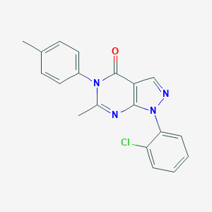 molecular formula C19H15ClN4O B505198 1-(2-chlorophenyl)-6-methyl-5-(4-methylphenyl)-1,5-dihydro-4H-pyrazolo[3,4-d]pyrimidin-4-one 