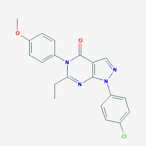 molecular formula C20H17ClN4O2 B505199 1-(4-CHLOROPHENYL)-6-ETHYL-5-(4-METHOXYPHENYL)-1H,4H,5H-PYRAZOLO[3,4-D]PYRIMIDIN-4-ONE 