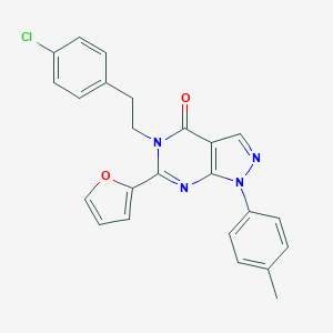 molecular formula C24H19ClN4O2 B505200 5-[2-(4-chlorophenyl)ethyl]-6-(2-furyl)-1-(4-methylphenyl)-1,5-dihydro-4H-pyrazolo[3,4-d]pyrimidin-4-one 