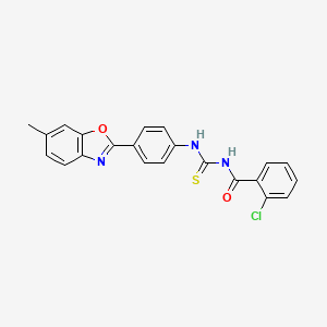 molecular formula C22H16ClN3O2S B5052040 2-chloro-N-({[4-(6-methyl-1,3-benzoxazol-2-yl)phenyl]amino}carbonothioyl)benzamide 