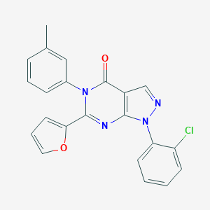 molecular formula C22H15ClN4O2 B505205 1-(2-chlorophenyl)-6-(2-furyl)-5-(3-methylphenyl)-1,5-dihydro-4H-pyrazolo[3,4-d]pyrimidin-4-one 
