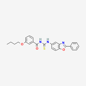 molecular formula C25H23N3O3S B5052066 3-butoxy-N-{[(2-phenyl-1,3-benzoxazol-5-yl)amino]carbonothioyl}benzamide CAS No. 6461-44-5