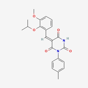 molecular formula C22H22N2O5 B5052100 5-(2-isopropoxy-3-methoxybenzylidene)-1-(4-methylphenyl)-2,4,6(1H,3H,5H)-pyrimidinetrione 