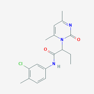 molecular formula C17H20ClN3O2 B5052116 N-(3-chloro-4-methylphenyl)-2-(4,6-dimethyl-2-oxo-1(2H)-pyrimidinyl)butanamide 
