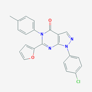 molecular formula C22H15ClN4O2 B505214 1-(4-chlorophenyl)-6-(2-furyl)-5-(4-methylphenyl)-1,5-dihydro-4H-pyrazolo[3,4-d]pyrimidin-4-one 
