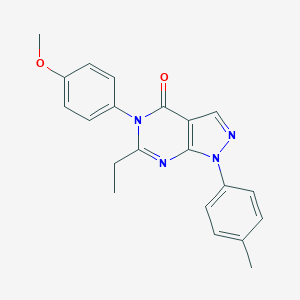 molecular formula C21H20N4O2 B505217 6-ethyl-5-(4-methoxyphenyl)-1-(4-methylphenyl)-1,5-dihydro-4H-pyrazolo[3,4-d]pyrimidin-4-one 