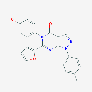 molecular formula C23H18N4O3 B505219 6-(2-furyl)-5-(4-methoxyphenyl)-1-(4-methylphenyl)-1,5-dihydro-4H-pyrazolo[3,4-d]pyrimidin-4-one 