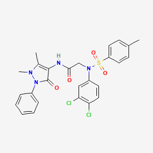 molecular formula C26H24Cl2N4O4S B5052206 N~2~-(3,4-dichlorophenyl)-N~1~-(1,5-dimethyl-3-oxo-2-phenyl-2,3-dihydro-1H-pyrazol-4-yl)-N~2~-[(4-methylphenyl)sulfonyl]glycinamide 