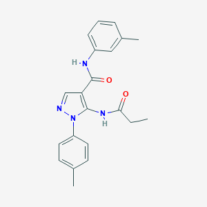 molecular formula C21H22N4O2 B505221 N-(3-methylphenyl)-1-(4-methylphenyl)-5-(propionylamino)-1H-pyrazole-4-carboxamide 