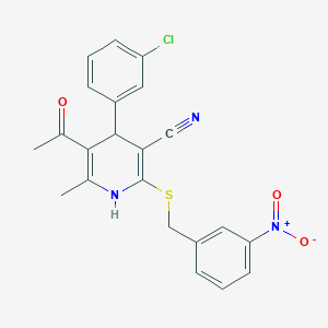 5-acetyl-4-(3-chlorophenyl)-6-methyl-2-[(3-nitrobenzyl)thio]-1,4-dihydro-3-pyridinecarbonitrile