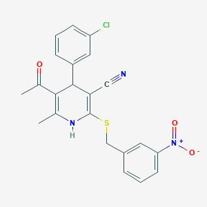 molecular formula C22H18ClN3O3S B5052217 5-acetyl-4-(3-chlorophenyl)-6-methyl-2-[(3-nitrobenzyl)thio]-1,4-dihydro-3-pyridinecarbonitrile 