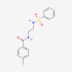 molecular formula C16H18N2O3S B5052287 4-methyl-N-{2-[(phenylsulfonyl)amino]ethyl}benzamide 