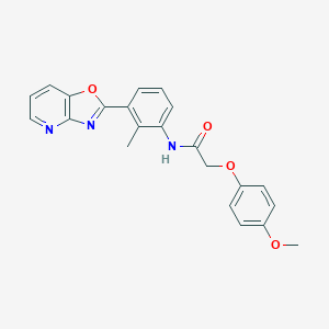 molecular formula C22H19N3O4 B505229 2-(4-methoxyphenoxy)-N-(2-methyl-3-[1,3]oxazolo[4,5-b]pyridin-2-ylphenyl)acetamide 