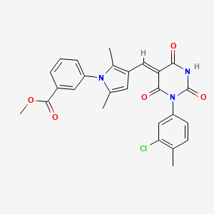 molecular formula C26H22ClN3O5 B5052316 methyl 3-(3-{[1-(3-chloro-4-methylphenyl)-2,4,6-trioxotetrahydro-5(2H)-pyrimidinylidene]methyl}-2,5-dimethyl-1H-pyrrol-1-yl)benzoate 