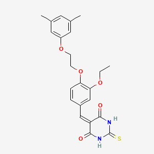 molecular formula C23H24N2O5S B5052335 5-{4-[2-(3,5-dimethylphenoxy)ethoxy]-3-ethoxybenzylidene}-2-thioxodihydro-4,6(1H,5H)-pyrimidinedione 