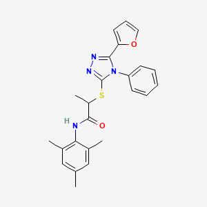 molecular formula C24H24N4O2S B5052350 2-{[5-(2-furyl)-4-phenyl-4H-1,2,4-triazol-3-yl]thio}-N-mesitylpropanamide 