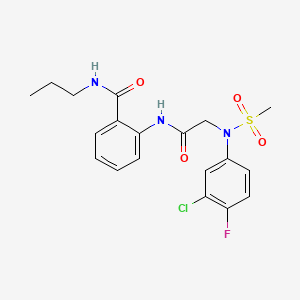molecular formula C19H21ClFN3O4S B5052386 2-{[N-(3-chloro-4-fluorophenyl)-N-(methylsulfonyl)glycyl]amino}-N-propylbenzamide 