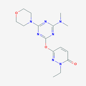 molecular formula C15H21N7O3 B5052387 6-{[4-(dimethylamino)-6-(4-morpholinyl)-1,3,5-triazin-2-yl]oxy}-2-ethyl-3(2H)-pyridazinone 