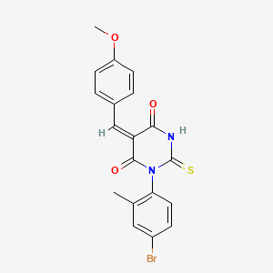 molecular formula C19H15BrN2O3S B5052430 1-(4-bromo-2-methylphenyl)-5-(4-methoxybenzylidene)-2-thioxodihydro-4,6(1H,5H)-pyrimidinedione 