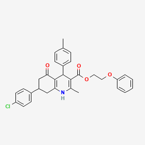 molecular formula C32H30ClNO4 B5052535 2-phenoxyethyl 7-(4-chlorophenyl)-2-methyl-4-(4-methylphenyl)-5-oxo-1,4,5,6,7,8-hexahydro-3-quinolinecarboxylate 
