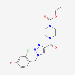 molecular formula C17H19ClFN5O3 B5052555 ethyl 4-{[1-(2-chloro-4-fluorobenzyl)-1H-1,2,3-triazol-4-yl]carbonyl}-1-piperazinecarboxylate 