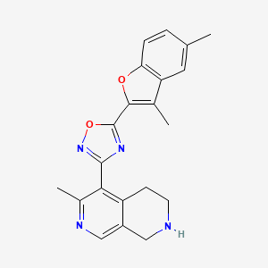 molecular formula C21H20N4O2 B5052611 5-[5-(3,5-dimethyl-1-benzofuran-2-yl)-1,2,4-oxadiazol-3-yl]-6-methyl-1,2,3,4-tetrahydro-2,7-naphthyridine trifluoroacetate 
