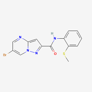 molecular formula C14H11BrN4OS B5052613 6-bromo-N-[2-(methylthio)phenyl]pyrazolo[1,5-a]pyrimidine-2-carboxamide 