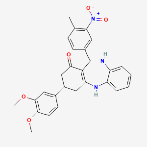 3-(3,4-dimethoxyphenyl)-11-(4-methyl-3-nitrophenyl)-2,3,4,5,10,11-hexahydro-1H-dibenzo[b,e][1,4]diazepin-1-one
