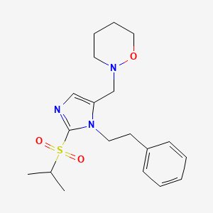 molecular formula C19H27N3O3S B5052667 2-{[2-(isopropylsulfonyl)-1-(2-phenylethyl)-1H-imidazol-5-yl]methyl}-1,2-oxazinane 
